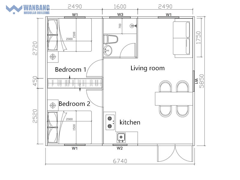 Flat pack prefab container house design